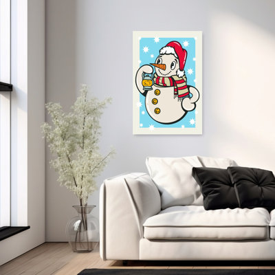 Fête de bonhomme de neige lanterne rétro rétro paysage abstrait impression d'art mural