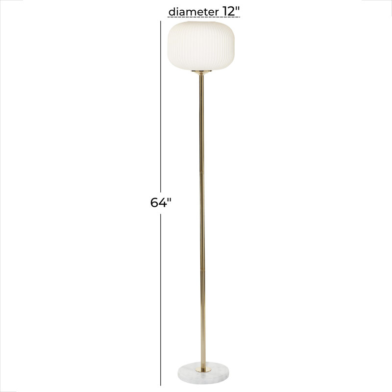 Elegant 64" Torchiere White Floor Lamp with Frosted Glass Shade