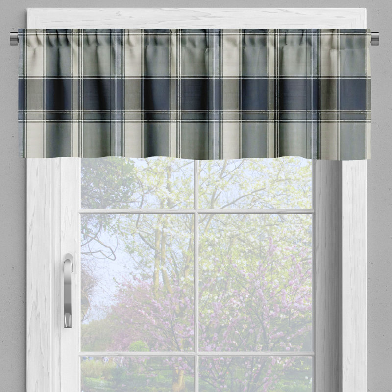 Plaid Light Filtering Satin Polyester Rod Pocket Valance