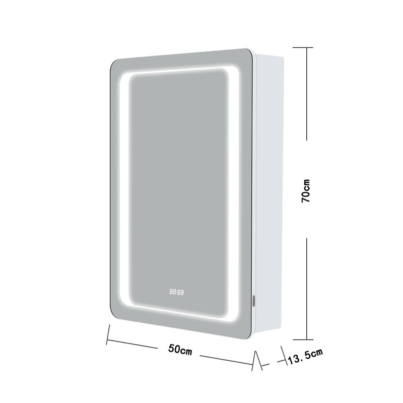 Rita 500mm W 700mm H Surface Frameless Medicine Cabinet Mirror 3 Adjustable