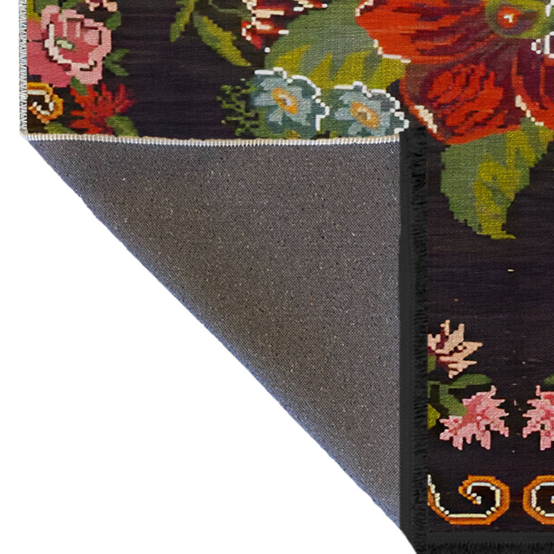 Tapis décoratif floral multicolore, Rectangle 3 pi 9,81 po x 6 pi 6,74 po