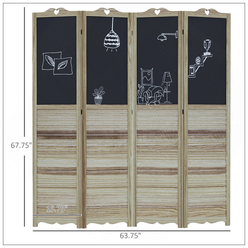 Paravent 4 panneaux pliable avec tableau noir, écran d'intimité autoportant pour chambre ou bureau, blanc
