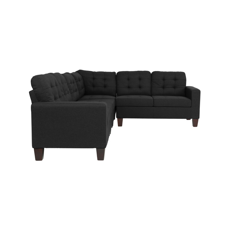 4 -Piece Upholstered Modular Sectional, Black Fabric