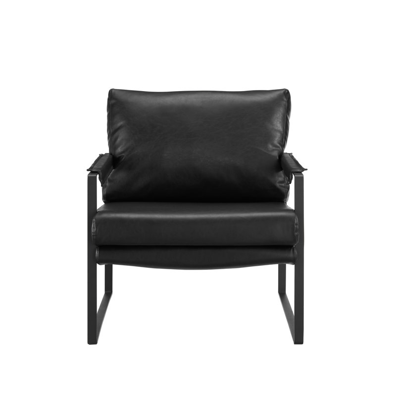 Fauteuil 27 po en similicuir et noir, Noir