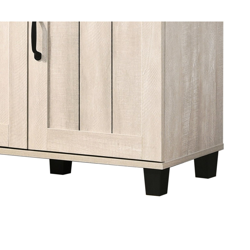 Armoire à chaussures 3 portes en chêne gris poussiéreux avec 6 tablettes réglables et une structure robuste de qualité fiable
