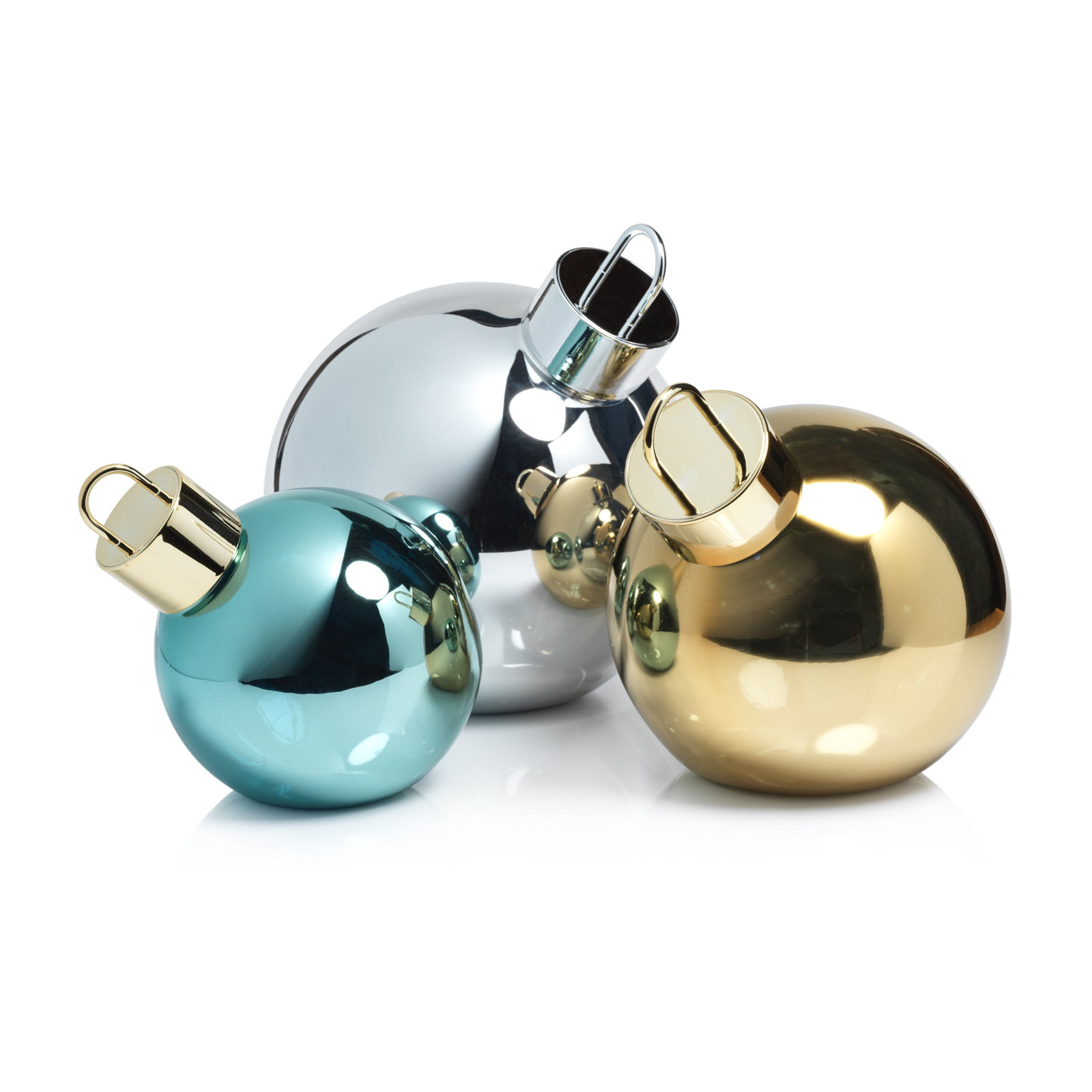 Lighted Glass Slanted Ball Christmas Ornament, Gold, 11.75" H x 11.75" W x 11.75" D