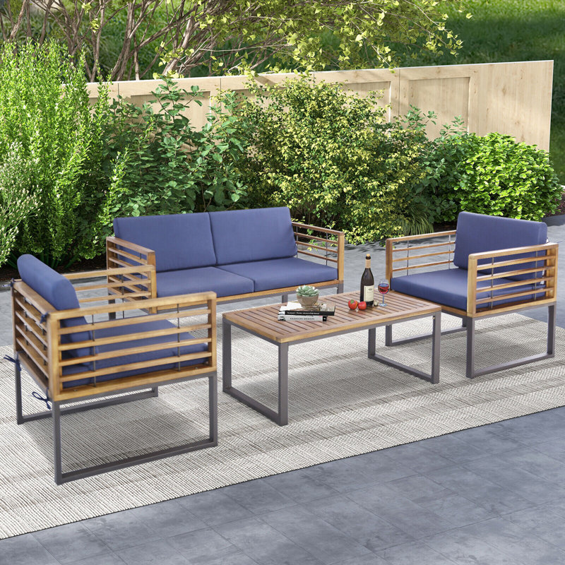 Caddaric 4 - Person Patio Conversation Set with Cushions