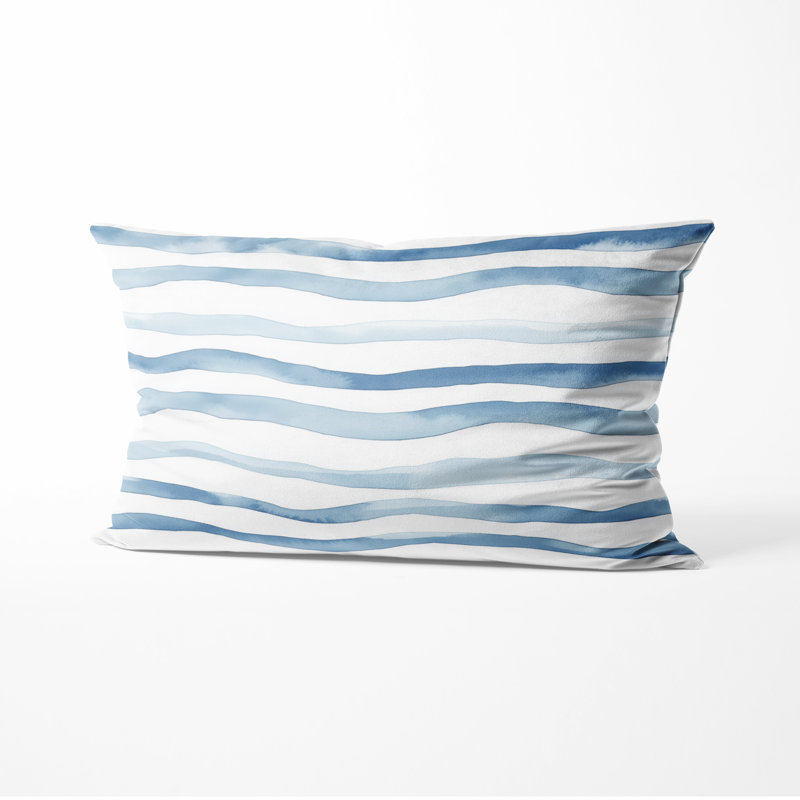 Coussin décoratif abstrait à motif de lignes de marée, H 12 po x l 20 po