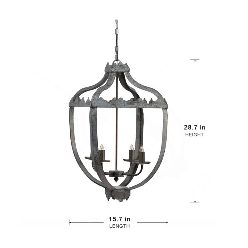 4 - Light Metal Chandelier, Hanging Light Fixture With Adjustable Chain For Kitchen Dining Room Foyer Entryway, Bulb Not Included