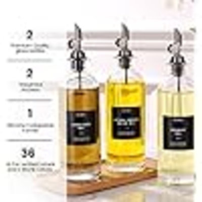 Oil And Vinegar Dispenser With Metal Pour Spout, Weighted Pourer, Glass Bottle Dispenser For Kitchen, Olive Oil Cruet, Glass Olive Oil Bottle | 500Ml, Set Of 2