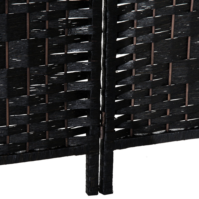 Paravent en tissu noir à tissage noir. Élégant pour les salles de divertissement, 4 panneaux, une charnière pratique et un séparateur portatif de 6 pi de hauteur - noir. Partition des centres de soins ambulatoires, charnières, espace