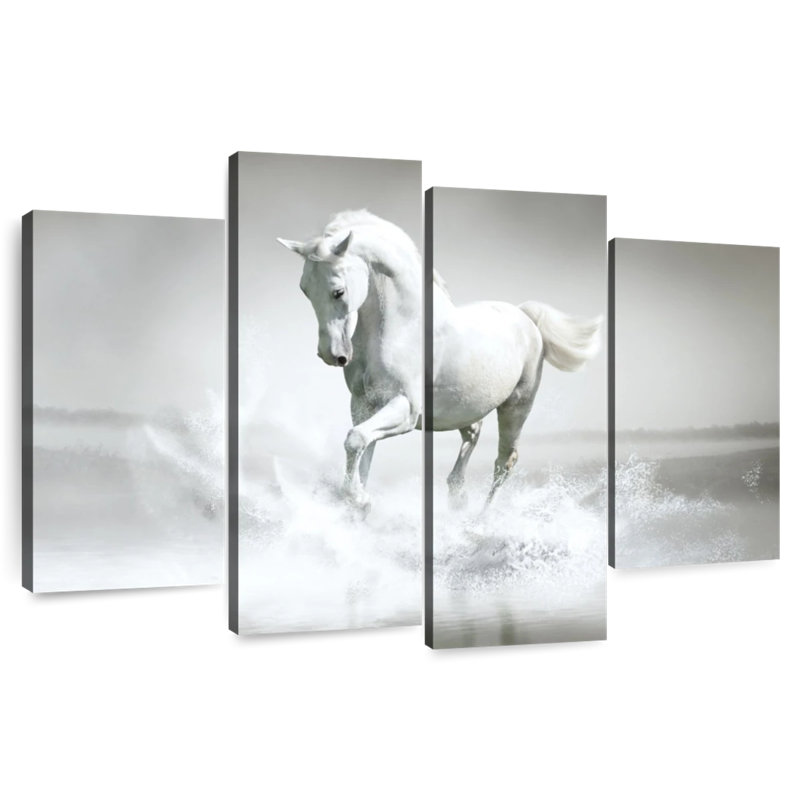 Brampt à cheval sur la plage, H 22 po x l 36 po