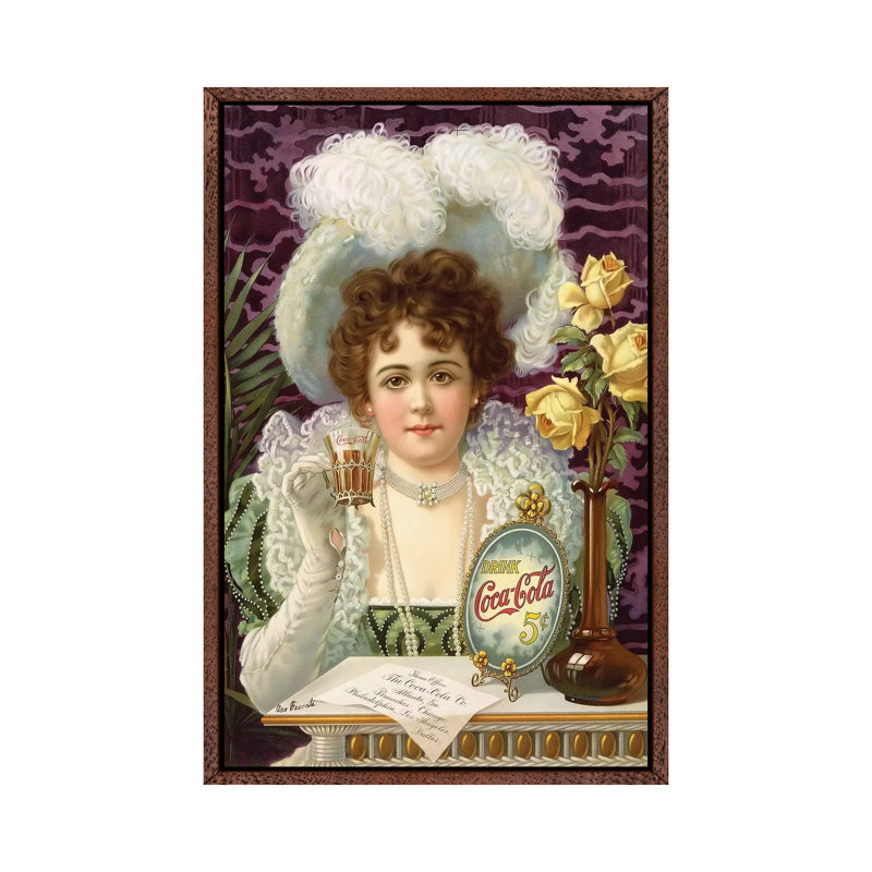 1890s Coca-Cola Magazine - Print on Canvas, 66.04 cm H x 45.72 cm W, Classic Brown Wood Framed