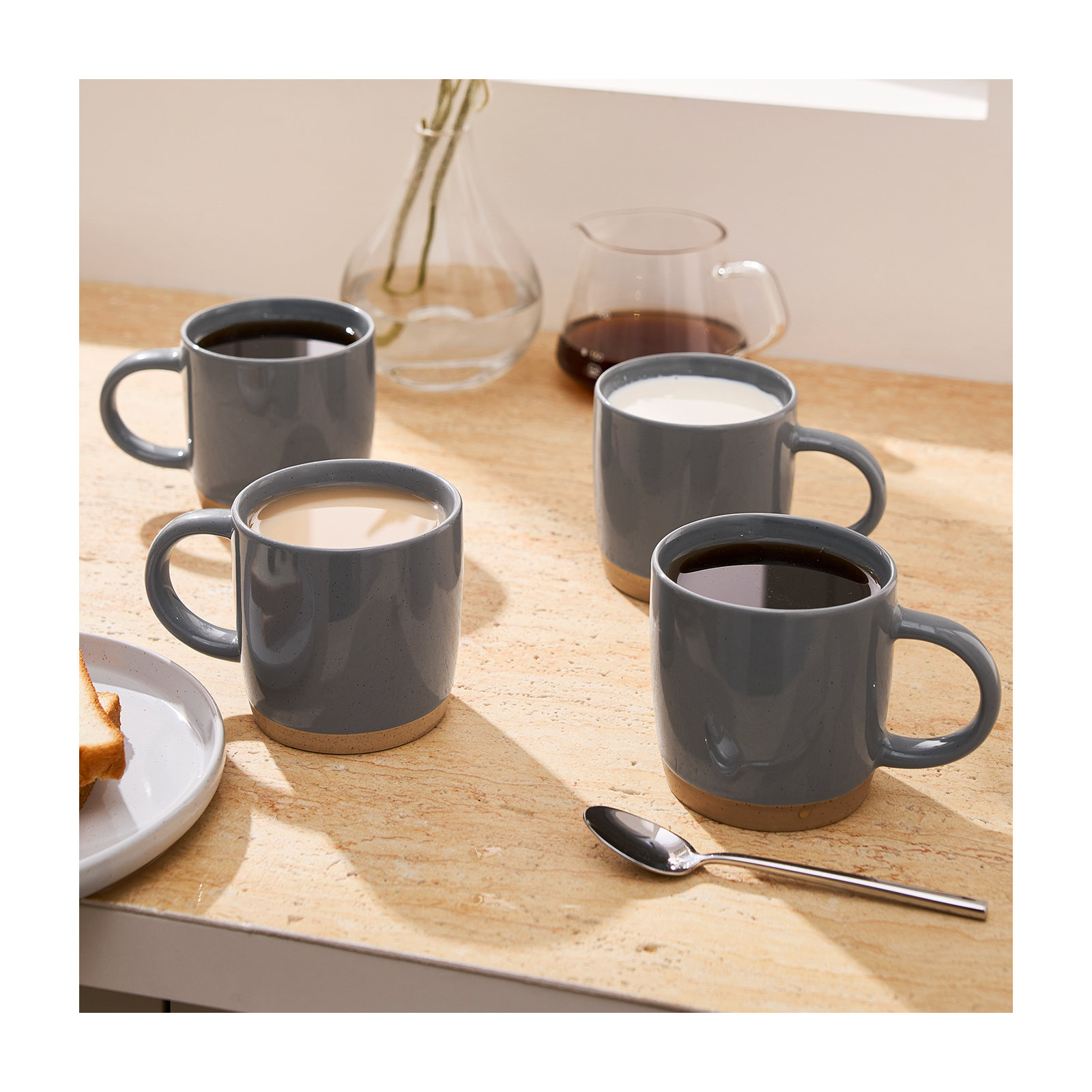 Daytona Stoneware Coffee Mug, Dark Gray