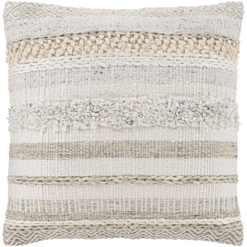 Lorens 20'' Neutral Cotton Blend Textured Pillow
