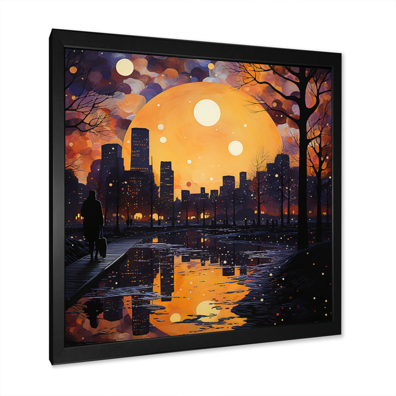 Harlem Renaissance Reflections Pointillism II - impression, Cadre simple noir, H 16 po x l 16 po x P 1 po