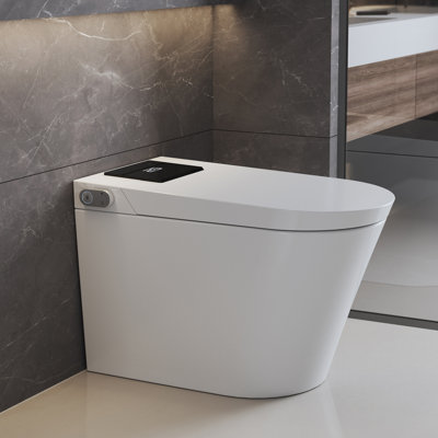 1.34 GPF Smart Bidet Toilet With Nano Bubble Wash, Quiet-Closed Heated Sensor Auto, Auto Open/Close, Foot Sensor Flush, Warm Wash(Remote Included), Rapid Drying