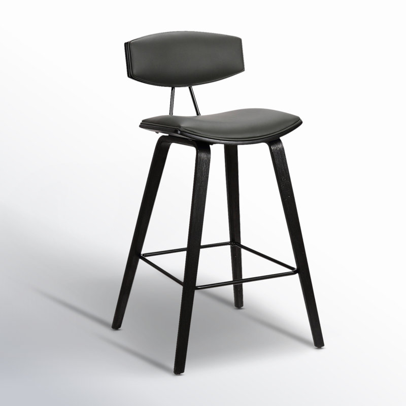 Tabouret de bar et de comptoir Bilgin Payton, Similicuir gris, Noir, noir, noir, noir
