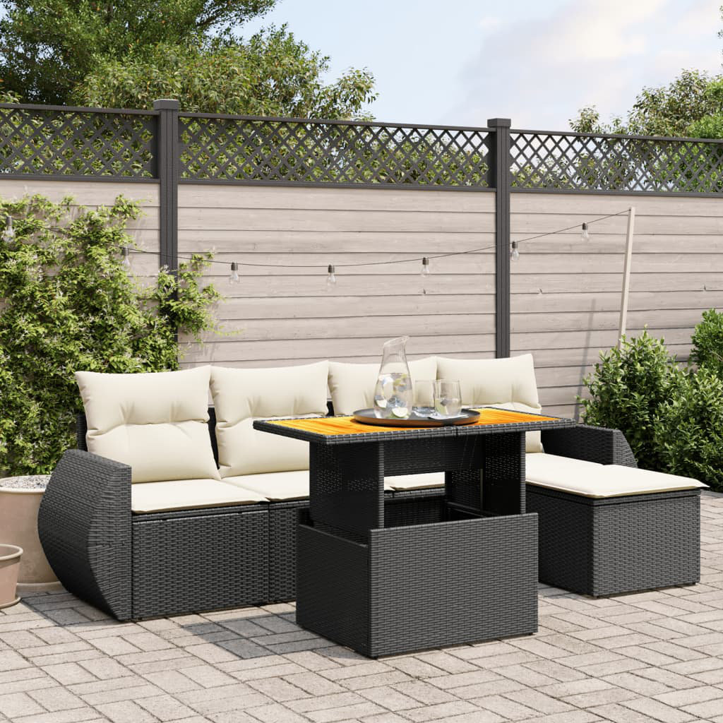 Vidaxl 6-Tlg. Garten-Sofagarnitur Mit Kissen Poly Rattan