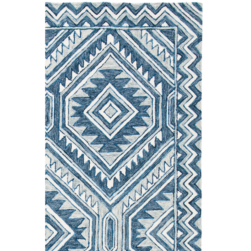 Negrete Metro Hand Tufted Wool And Cotton With Latex Geometric Rug, Rectangle 8' x 10'