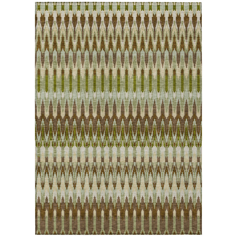 Tapis intérieur / extérieur lavable 3 pi x 5 pi vert et brun artichaut