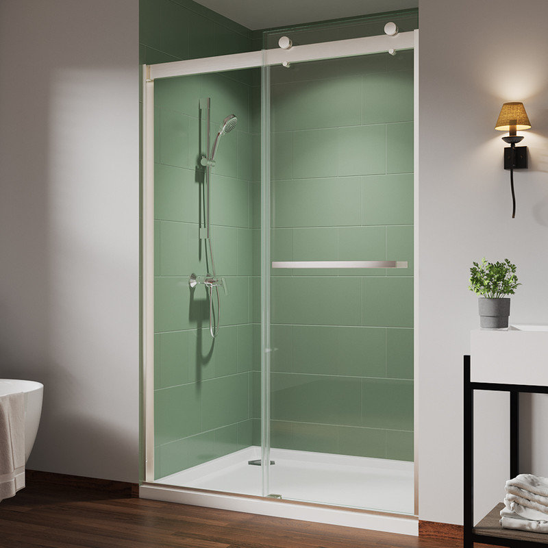 ExBrite 44 48 W X 74 H Double Sliding Frameless Shower Door   44 48 W X 74 H Double Sliding Frameless Shower Door With Clear Glass 