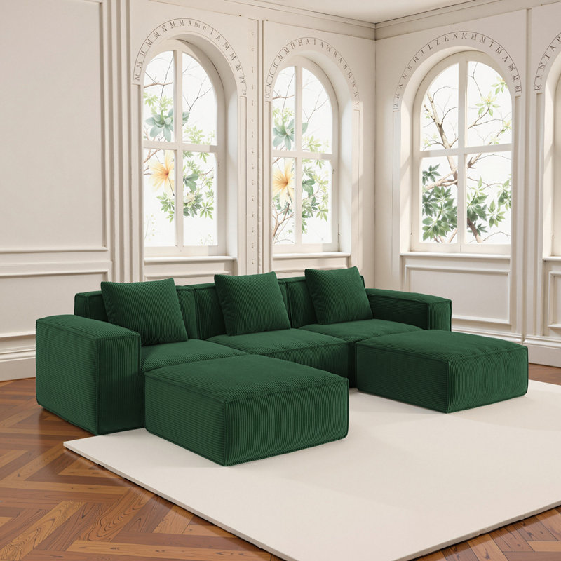 Le canapé modulaire de 118 pouces peut être converti en un canapé-lit surdimensionné., Vert