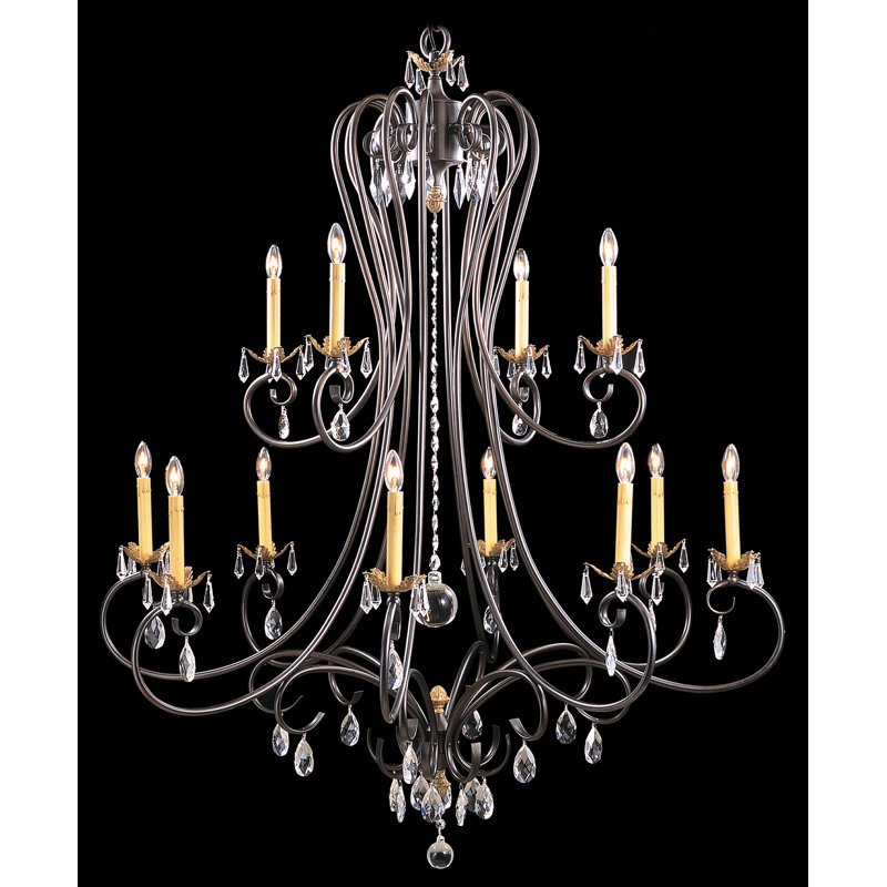 Style bougie classique/traditionnel 12 lumières lustre Mallie, Bronze acajou