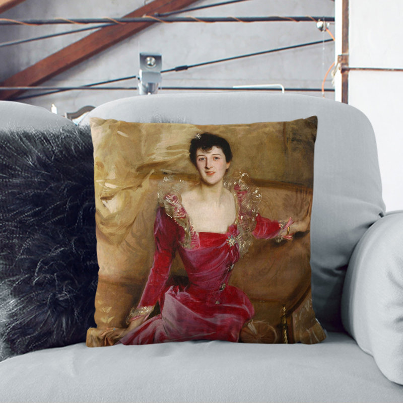 Mrs. Hugh Hammersley By John Singer Sargent Square Throw Cushion, 40cm H x 40cm W x 15cm D, Stone