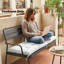 Coussin de chaise longue de patio avec sangles de fixation, blanc crème-1938874531