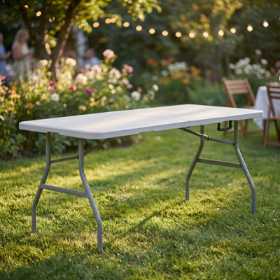 5ft Multi-Functional Folding Table Compact Heavy Duty Table For Indoor/Outdoor Use With Handle