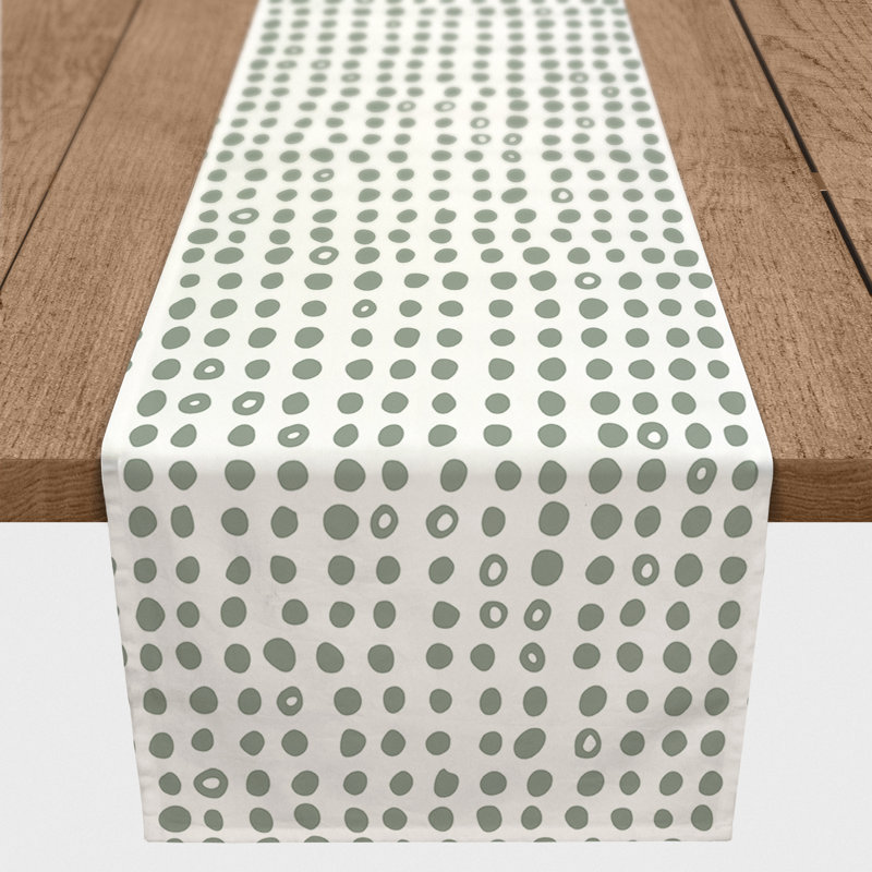 Devinn Polka Dots Table Runner, 90" x 16", Green