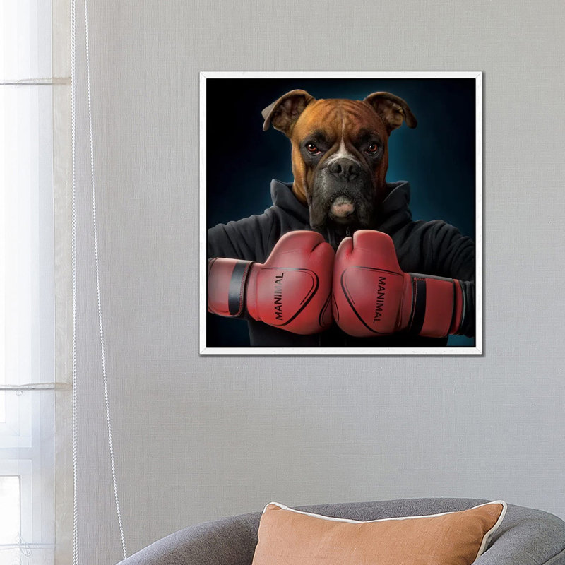 Boxer by Vincent Hie - Print on Canvas, White Framed, 66.04 cm H x 66.04 cm W