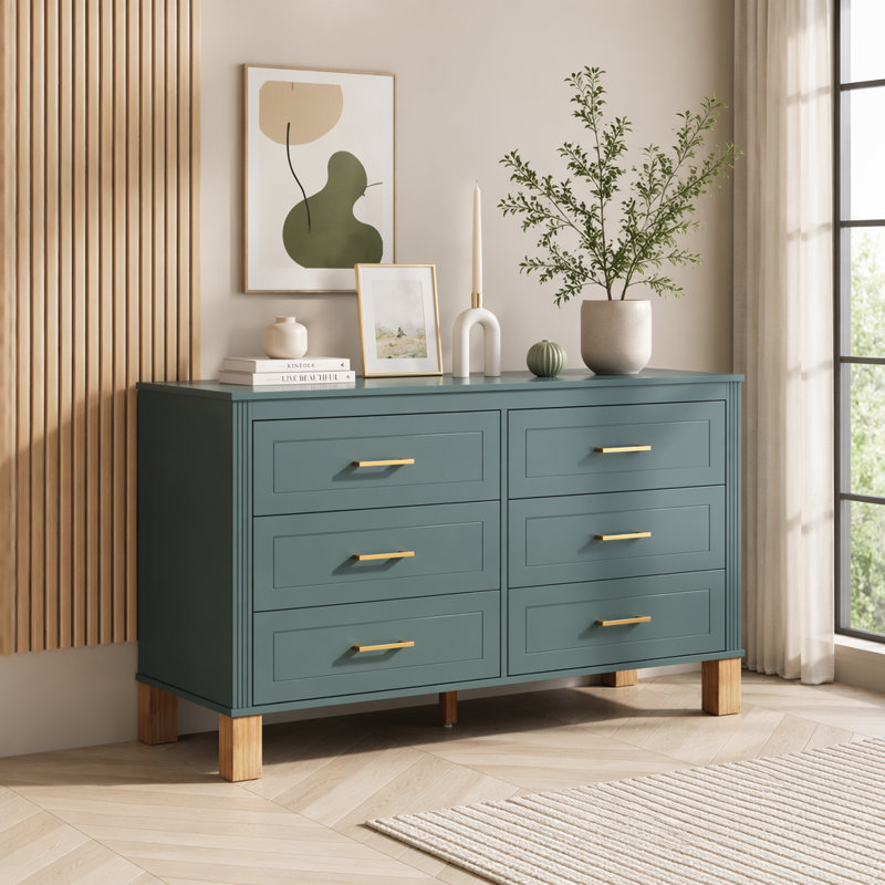 Commode double 6 tiroirs, Bleu