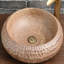 Évier vasque rond en céramique 17,7 "avec bonde escamotable sculptée antique-120866987