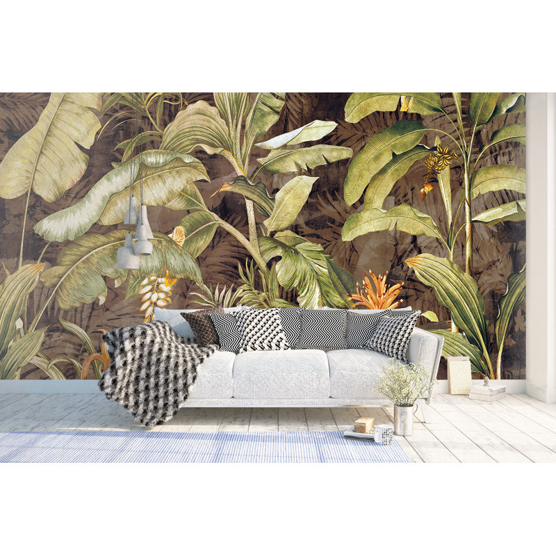 Murale feuilles de bananier tropical rétro Elkmont, L 35 po x l 55 po