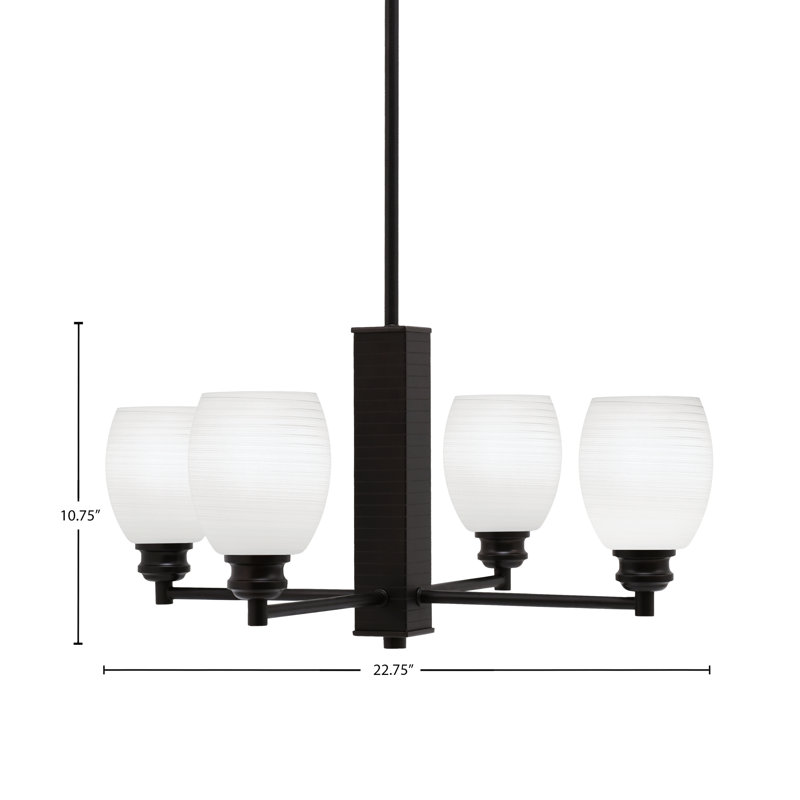 Lustre à 4 lumières Edge avec verre de lin blanc 5 po, Espresso