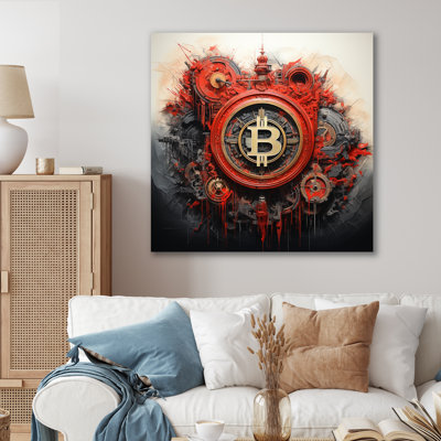 «Red Bitcoin Crypto monnaie III» - art mural mode