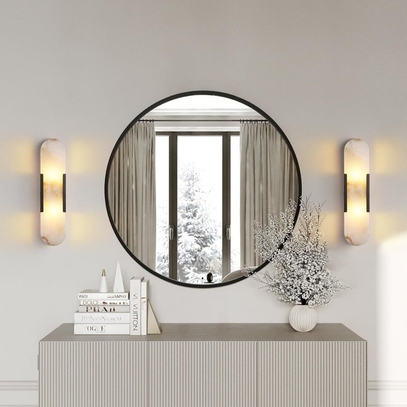 Applique murale 14 po à DEL à intensité variable en nickel poli avec abat-jour albâtre, H 19,7 po x l 4,8 po x P 3,4 po