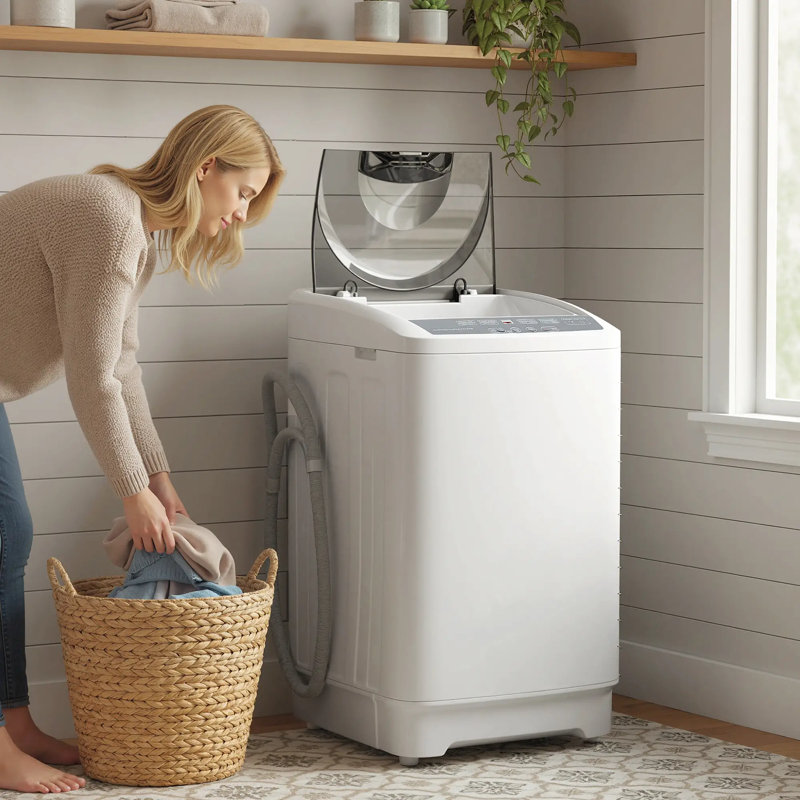 Nina 1.3 Cu. Ft Full-Automatic Portable Washing Machine, 9.9 Lbs Compact Washer with 8 Programs, 6 Water Levels, LED Display & Child Lock for Apartments, Dorms, RVs