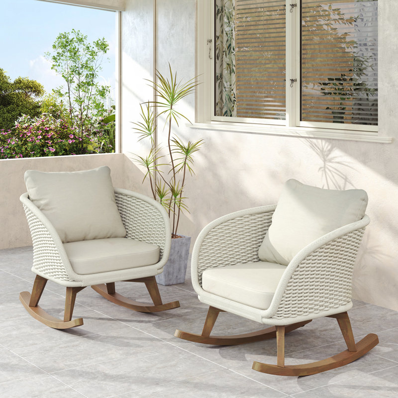 [Ensemble de 2] Chaise berçante minimaliste contemporaine en osier