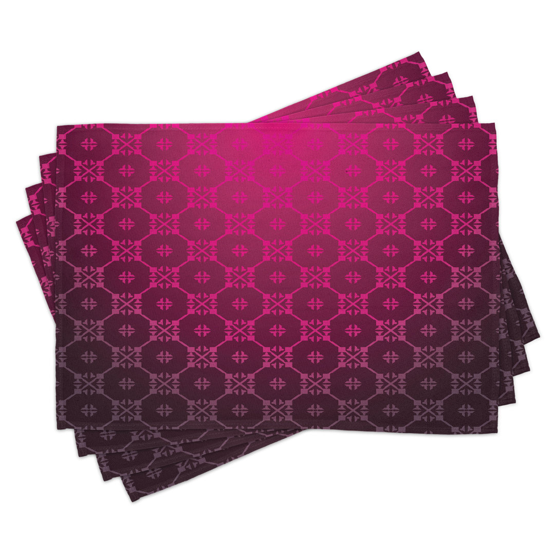 Platzdeckchen 4er-Set, Streifen im mittelalterlichen Stil, Magenta