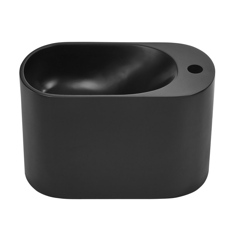 Terre 17.5" Right Side Faucet Wall-Mount Bathroom Sink, Matte Black, Matte Black