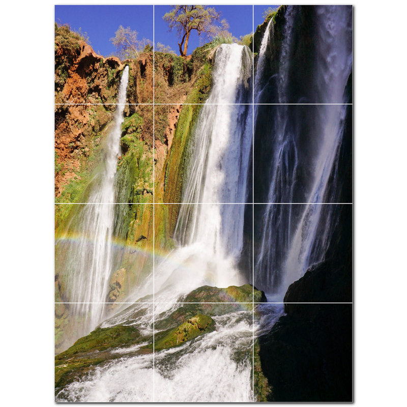 Murale en céramique satinée 8 "x 8" Waterfalls Photo