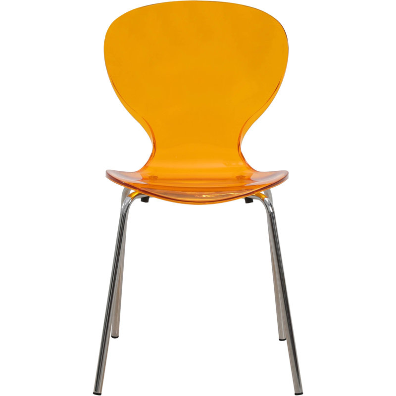 Chaise d'appoint de salle à manger empilable Edenfield, Orange transparent, 1, Argent argent