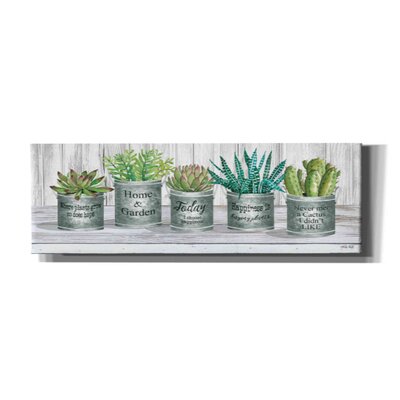 Galvanized Pot Succulents II by Cindy Jacobs - Wrapped Canvas Painting -  August GroveÂ®, 7B04C07371B041C99894F520D652D954