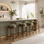 Tabouret de bar intérieur minimaliste Elise en bois d'hévéa, hauteur du comptoir, avec repose-pieds annulaire, ensemble de 4-1373496206-1373496205