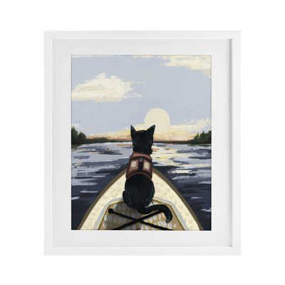 «Peaceful Cat Viewing Lake», reproduction encadrée sous verre, conception de Denise Bartkus