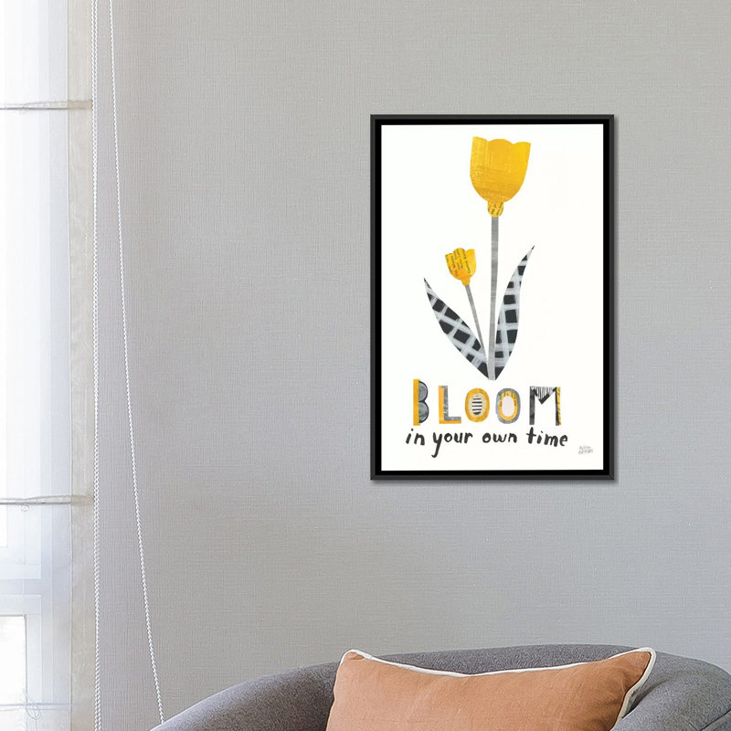 « fleuri boldly iv », impression sur toile tendue, H 26 po x l 18 po x P 1,5 po, Toile avec cadre flottant noir, Pas de tapis
