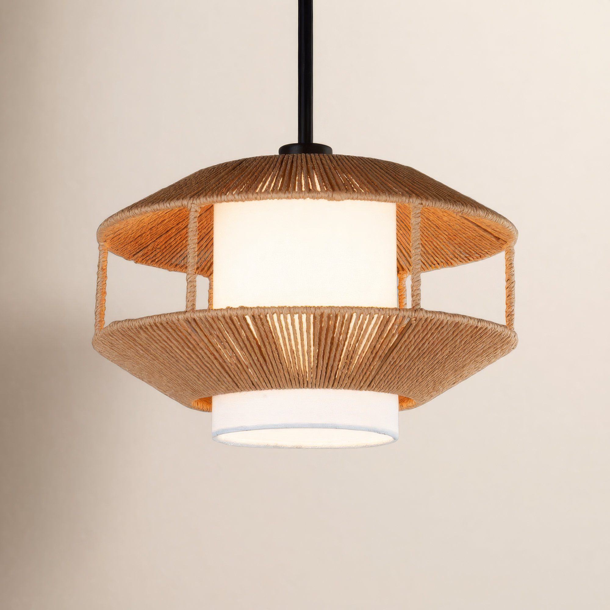 Burle 1 Light Rattan Pendant & Semi Flush Mount
